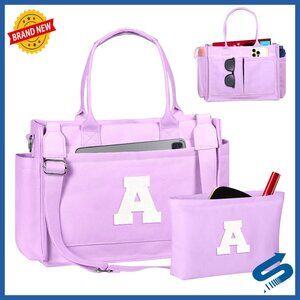 Personalized Tote Bag with Makeup Bag Spacious Multiple Pockets Gift